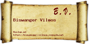 Biswanger Vilmos névjegykártya